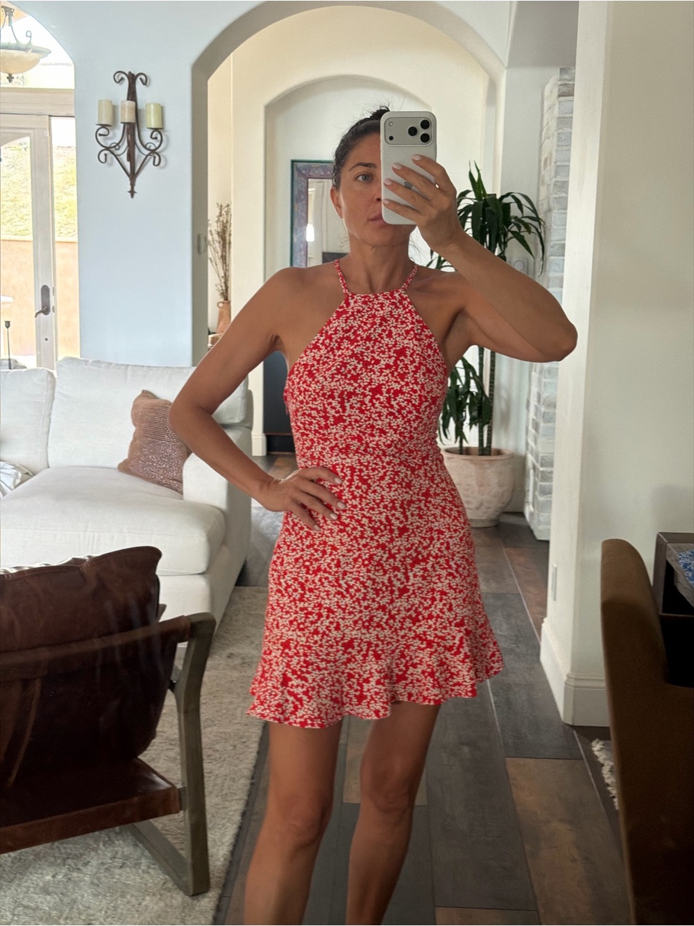 Zara Red Floral Halter Mini Dress - Picture 6 of 6